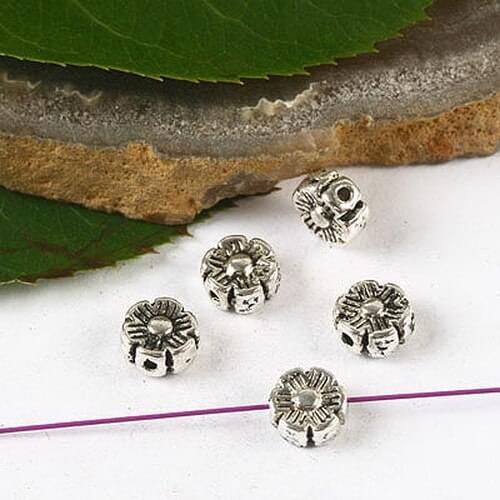40pcs Tibetan silver 2sided sunflower spacer beads h2801