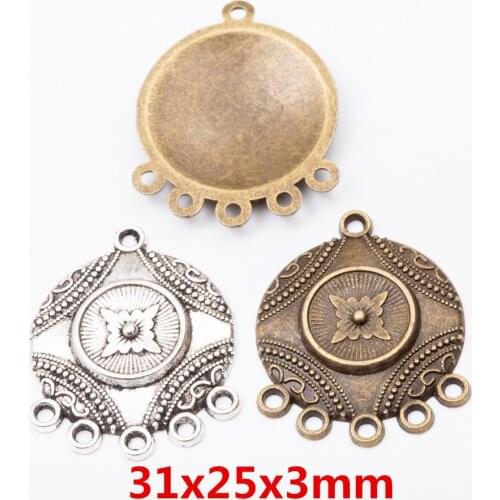 50pcs 31*25MM Vintage antique bronze silver color flower connector charms pendant for bracelet earring necklace diy jewelry
