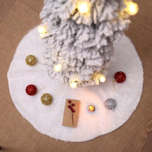 60cm White Christmas Tree Skirt Base Faux Fur Xmas Floor Mat Ornaments Decor Ornaments Base Floor Mat Cover Home Party Decor