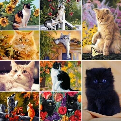 30x40x50x60x70 diamond painting 5D Full Square embroidery mosaic Cross Stitch Cute animal Flowers cat DIY home Decoration gift