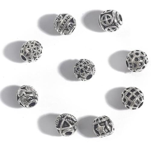 20pcs/lot 6mm Antique Silver Color Tibetan Metal Beads Round Loose Spacer Beads For Jewelry Making DIY Bracelet Nekclace