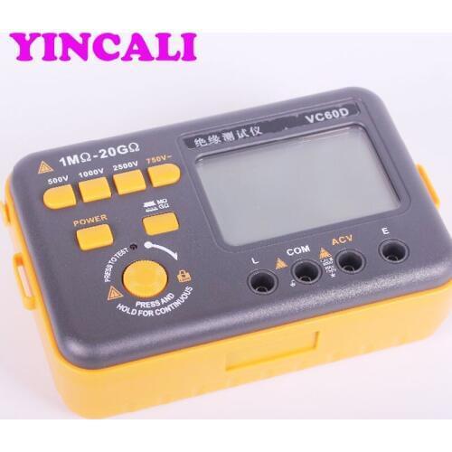 Digital Insulation Tester VC60D Resistance Meter AC voltage resistance on-off test 200Mohm/2Gohm/20Gohm insulation test