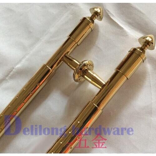 European style simple glass door wooden door handles Ti-gold color 800mm