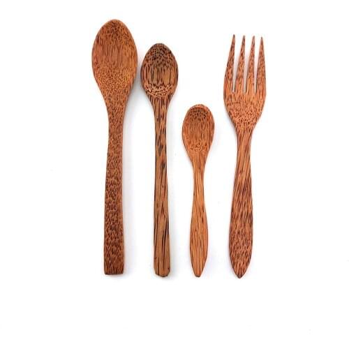 Hot Coconut wood Cutly set High-quality Tableware Set Travel Eco Friendly Flatware Set 100%Biodegradable kitchen tools
