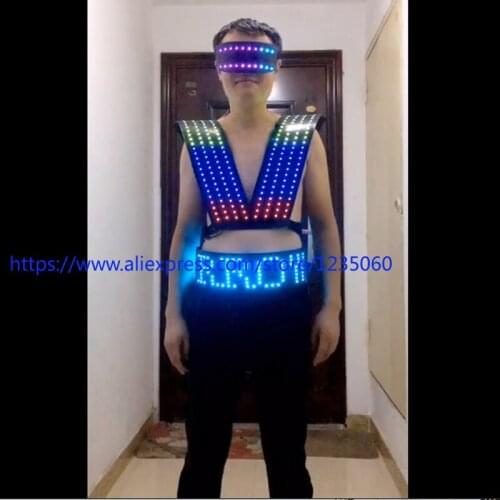 Personality Customize LOGO LED Illuminating Suit Dance Performance Luminous Clothing For Men Women DJ Show Light Clothing