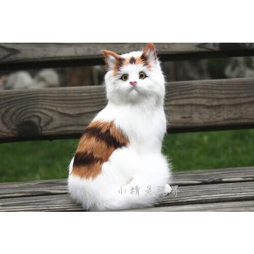 Simulation cat about 22x14cm furry fur hard model home decoration Christmas gift h1179