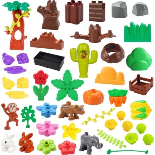 Plant Series Big Building Blocks Accessories Compatible Duplos Bricks Sets Children Kid Flower Fruit Food Tree Educational Toys