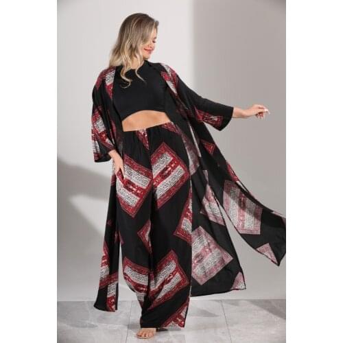 Daffic Pantsuit for Summer 2021 Two Pieces Pantsuit For Muslim Suit with Print Flower