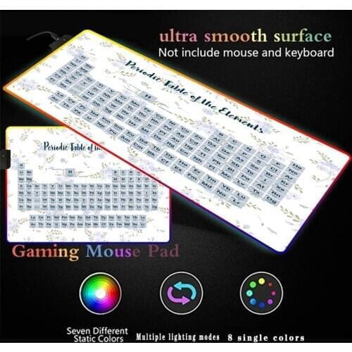 Tabla Periodica Diagrama RGB Mouse Pads Big Size Large Gaming Comfortable Colorful Glow Mouse Mats Durable Desktop Pad