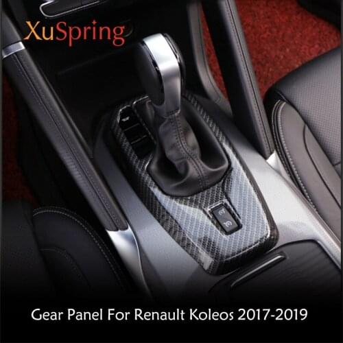 Car Carbon Fiber Panel Cover Central Control Gear Shift Box Auto Interior Styling Accessories For Renault Koleos 2017-2019