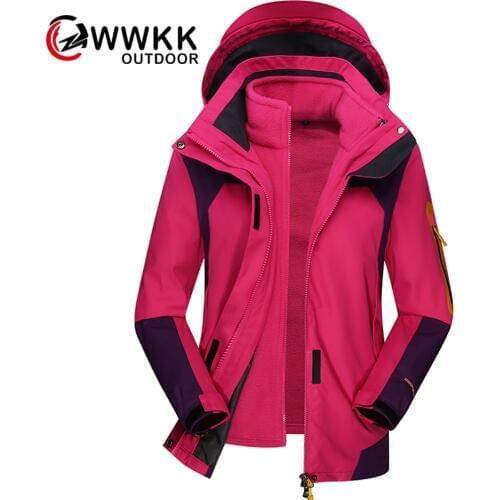 Couple Jacket Three-in-one Two-piece Suit Men Women Windbreaker Lovers Camping Removable Pockets Printed Letter Anti-wrinkle