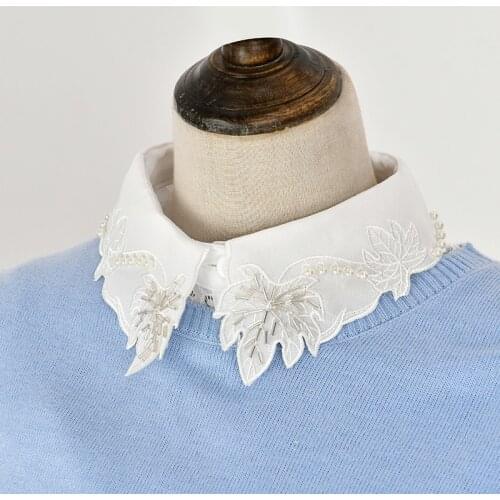Linbaiway Women Big Lapel Fake Collar Shirt White False Collars Woman Detachable Collar Faux Col Lady Dress Nep Kraagie Tie