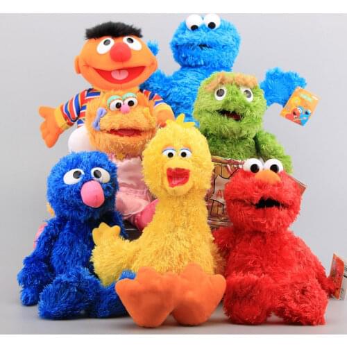 Cartoon Sesame Street Stuffed Toys Elmo Cookie Monster Grover Zoe Ernie Big Bird Oscar Plush Doll Toy For Kids Birthday Gift