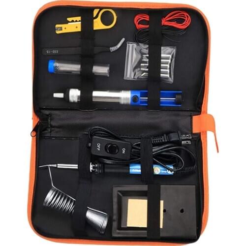 Soldering Iron Kit, 14PCS 60W Adjustable Temperature Soldering Iron Gun Kit w/ 5cs Soldering Tips Solder Sucker Tweezers (UK)