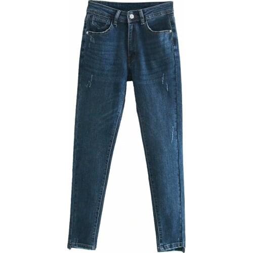 2021 New High Waist Skinny Jeans for Women Casual Denim Pencil Pants Ripped Jeans Female Fashion Streetwear