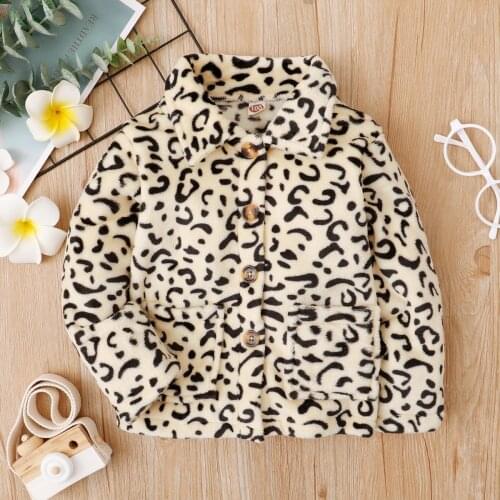 Girls Clothes Children Plush Coat Winter New Baby Single-breasted Lapel Print Foreign Style Girl Casual Jacket