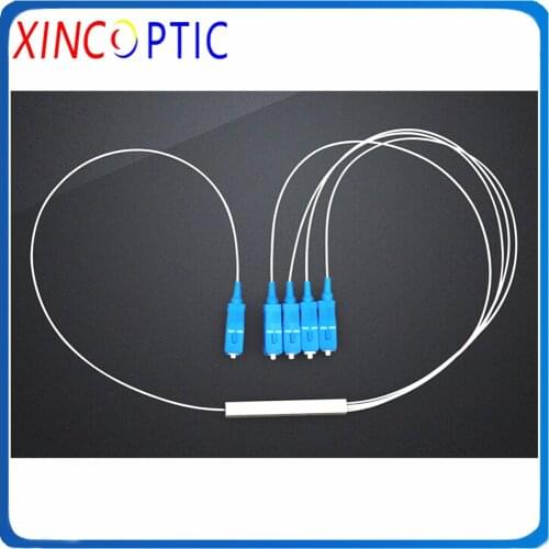 Free Shipping FTTH 1*4 PLC Splitter SCUPC 1:4 Mini Steel Tube Fiber Optical 1x4 0.9mm Fiber Opitc Splitter SC/UPC Connector