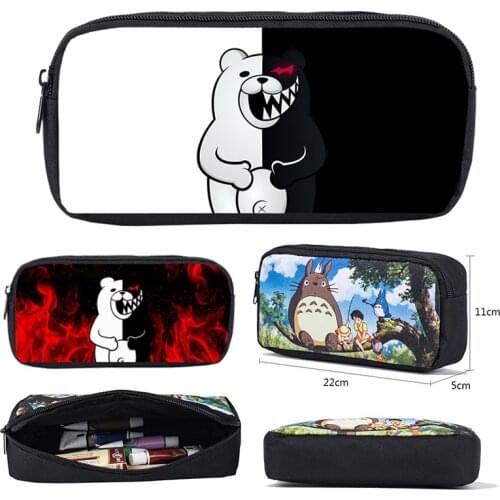 3D Print Anime Danganronpa Monokuma Pencil Case Kids Storage Cosmetic Bag Cartoon School Supplies Stationery Zipper Make Up Box