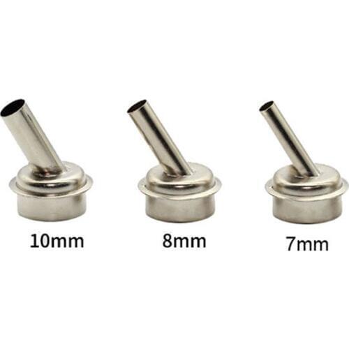 Hot Air Gun Oblique Mouth Nozzles 7/8/10mm 45 Degree Bent Curved Heat Nozzle For QUICK 861DW Soldering Station