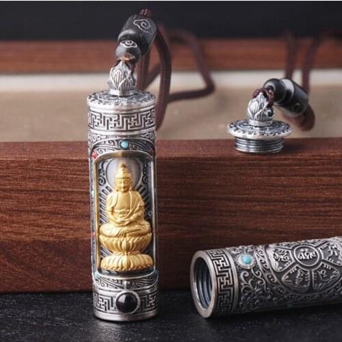 BOCAI New Solid Real Pure S999 Silver Man and Woman Pendant Six-character proverb Chinese zodiac patron saint natal Buddha