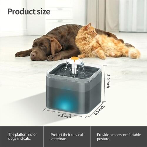 2L Cat Water Fountain Bowl Automatic Pet Water Feeder Dog Drinking Dispenser Bowl Container with LED Level Display EU/UK/US Plug