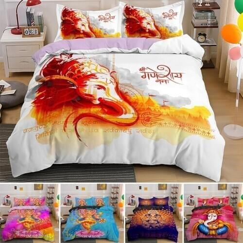 2021 New Arrival Ganesha Buddha Bedding Set Single Double King Queen Size Boho Duvet Cover With PIllowcase 2/3pcs Bedclothes