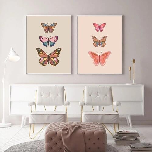 Boho Butterfly Poster Abstract Neutral Art Print Retro Canvas Painting Modern Nursery Wall Picture For Living Room Home Decor