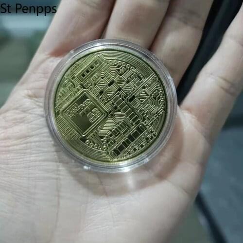 10Pcs Gold Plated Bitcoin Coins Collectible Art Collection Gift Physical Commemorative Casascius Bit BTC Metal Antique Imitation