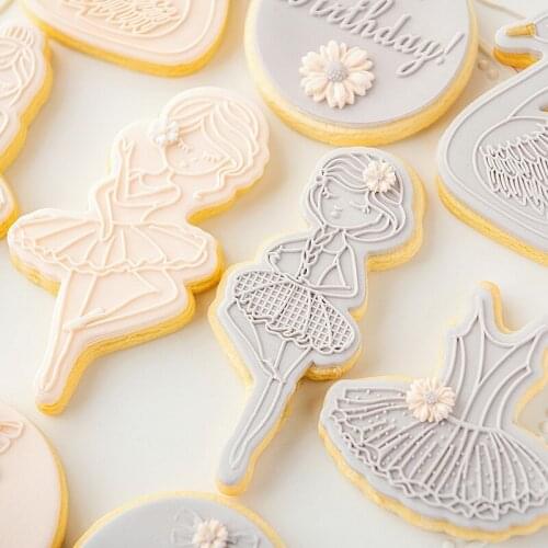 Ballet Girl Swan Embossed Mold Cake Cookie Fondant Stamp Mold Acrylic Ballet Dress Cake Sugarcraft Embosser Decoration Tools