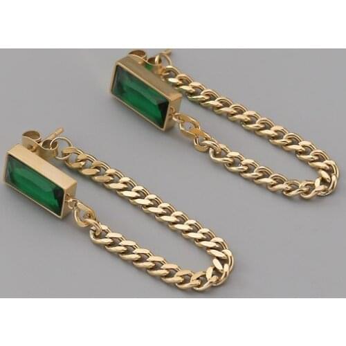 Green Cubic Zirconia Drop Earrings Green Water Drop Gold Tassel Dangle Earrings Women/Girls Long Drop Earrings Fashion Jewelry