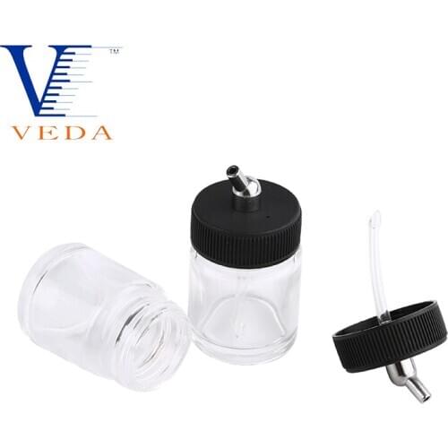 10PCS Airbrush Painting Glass Bottles Using on Dual-Action Airbrushes Container Bottle Jars with 30 Angle Adapter Lid Assembly