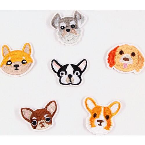 Fabric Embroidered Dog Cartoon Patch Cap Clothes Stickers Bag Sew Iron On Applique DIY Apparel Sewing Clothing Accessories BU153