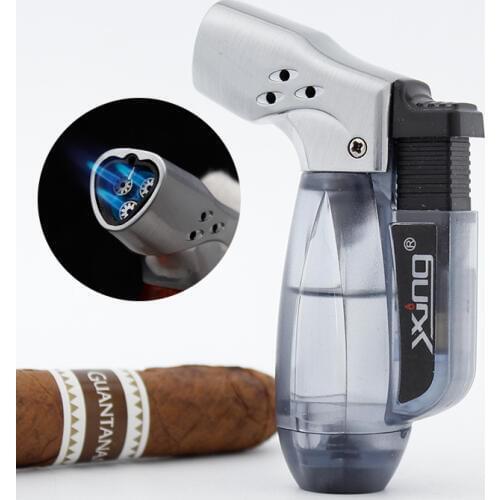 BBQ Triple Torch Lighter 3 Jet Gas Cigar Lighter Turbo Windproof Powerful Spray Gun Kitchen Butane Pipe Lighter Outdoor