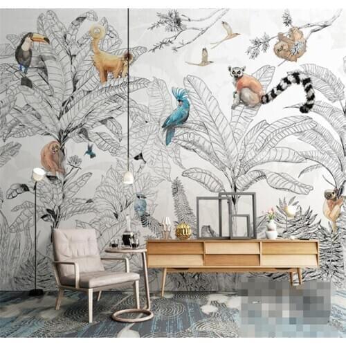 Tropical rain forest flora and Fauna living room dining room bedroom custom wallpaper mural 8D waterproof wall cloth