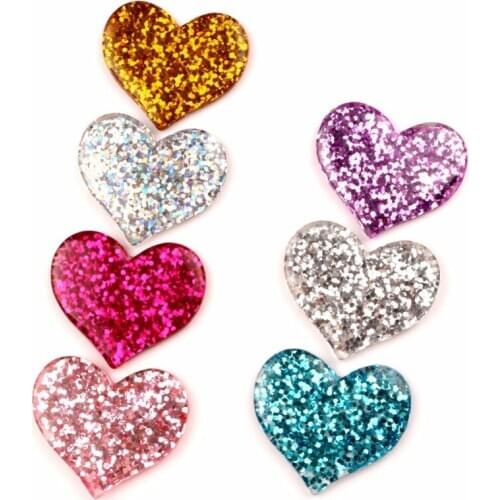 20Pcs Resin Bling Heart Decoration Crafts Cute Kawaii Beads Flatback Cabochon Embellishments For Scrapbooking DIY Accessories
