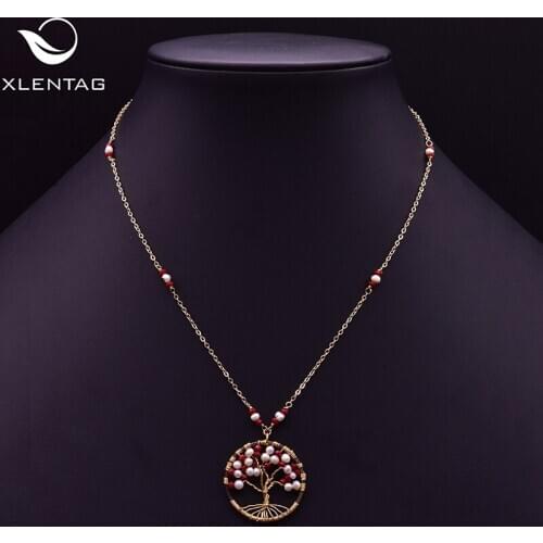 XlentAg Adjustable Pendant Natural Pearls Statement Necklace For Women Accessories Glass Custom Luxury Hip Hop Jewellery GN0213