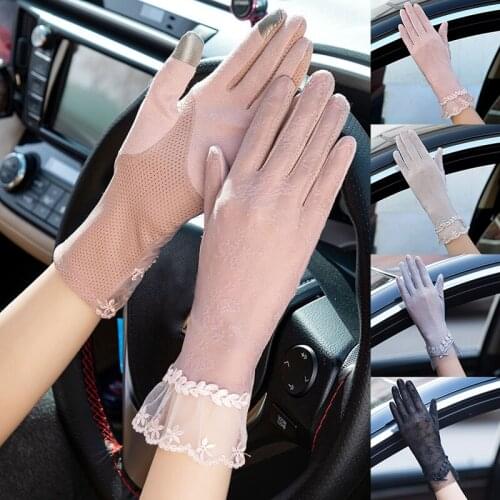 1 Pair Women Fashion UV-proof Driving Gloves Sun Protection Lace Mittens Bridal Gloves Wedding Evening Beauty Gloves for Ladies