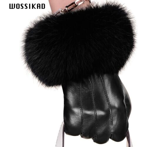 2019 winter Glove Woman Genuine leather gloves Rabbit Hair luxurious Sheepskin Touch Screen gloves handschoenen guantes luvas