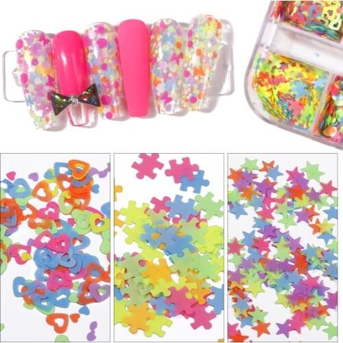 1Box 12 Grids Holographic Nail Glitter Flakes Sequin Colorful DIY Glitter For Acrylic Nails Manicure Gel Polish Tips 3D Stickers