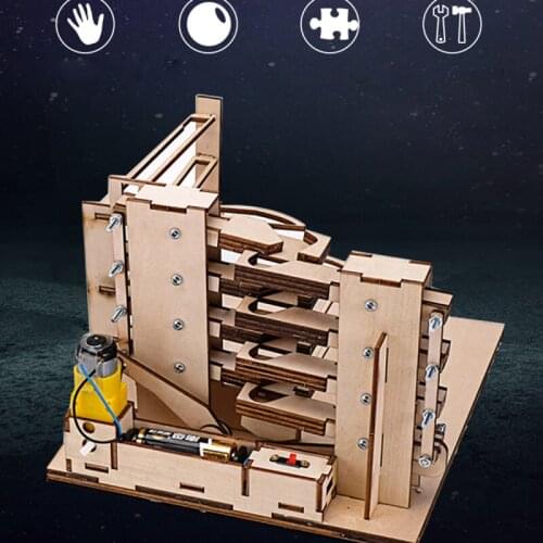 1Set Marble Run Assembly Model Kits 3D Wooden Puzzles DIY Assembly Model Toy