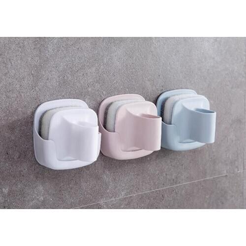 1PC Kitchen Cleaning Brush Hold Rack Sponge Wall-Mounted With Handle Pot Clean Brush Magic Sponge Eraser Bath Brush Rack OK 0854