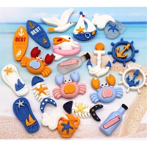 10-20pcs Cute Resin Marine Beach Style Sailboat/Anchor/Helm/Surfboard /Seagull Miniature Flatback DIY Craft Home Decoration