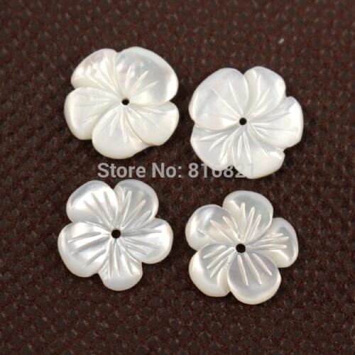 10 pieces/lot ) 12x2mm New Mother of Pearl White MOP Shell Beads Carved Flower focal Drilled Beads Charms