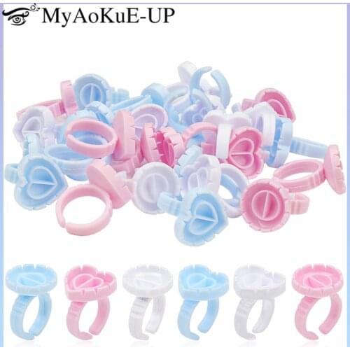 100Pcs/pack Disposable lash glue rings holder cup heart round shaped Tattoo pigment cup Container eyelash extension makeup tools