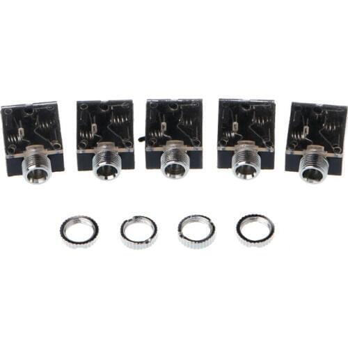 5 Pcs 5 Pin 3.5mm PCB Panel Mount Audio Jack Socket Connector For Headphone w/Nut