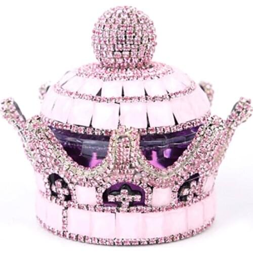 Car Perfume Ornaments Crystal Crown Perfume Car Accessories Refillable Glass Air Freshener Perfume Bottle for Home Decor