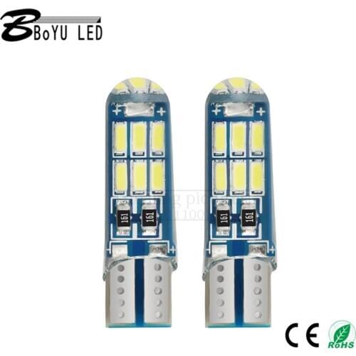 10pcs car headlight LED T10 silicone light 4014 15smd 3W led width light license plate light reading light car top light