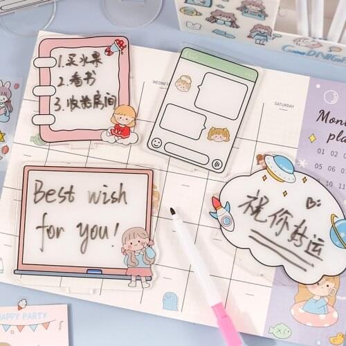 White Acrylic Monitor Message Memo Board Small Repeatable Writing Desktop Planner Portable Mini Tablet School Stationery