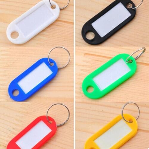 50 PCS Key Rings Plastic Keychain Key Tags ID Label Name Tags With Split Ring For Baggage Key Chains