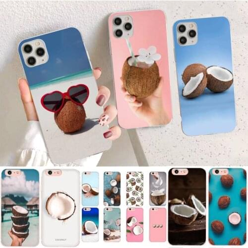 YNDFCNB Coconut Fruits Beach Blue Phone Case for iPhone 11 12 pro XS MAX 8 7 6 6S Plus X 5S SE 2020 XR case
